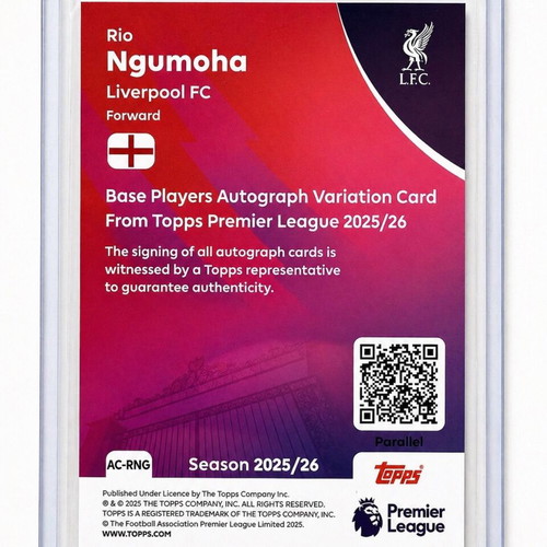 Rio Ngumoha RC Auto Card 10/75 SSP like new