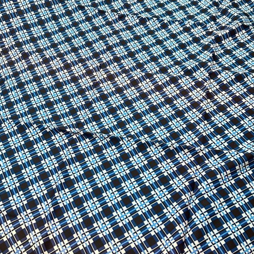 Fabric with geometric pattern like new, blue/white 194x148 cm