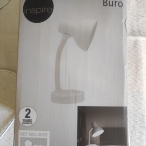Desk lamp white new with gift bulb