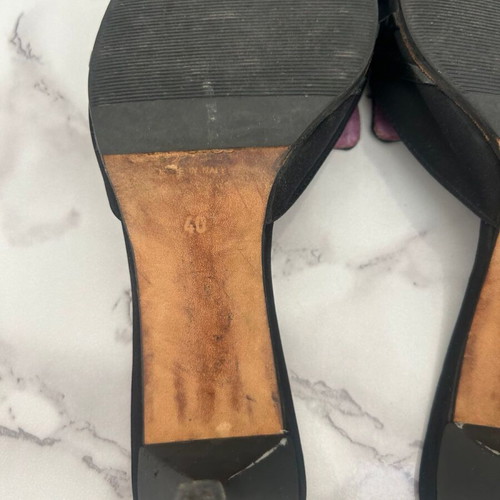 Byblos vintage women's sandals black satin leather size 40 used
