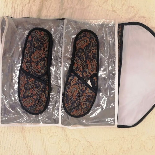 Vintage Quilted Travel Set with Women's Slippers Size 39, Like New