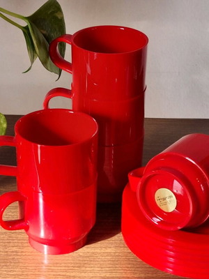Guzzini small coffee cups set 6 pieces with serving plates new