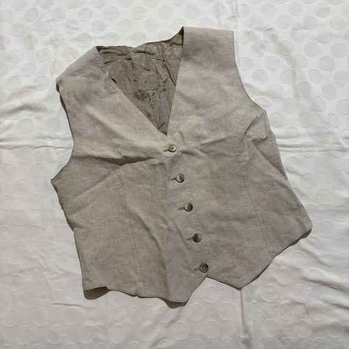 Vintage linen vest, beige, size S