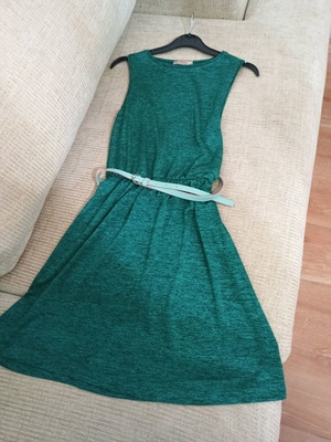 Pink Woman dress green like new with belt size S