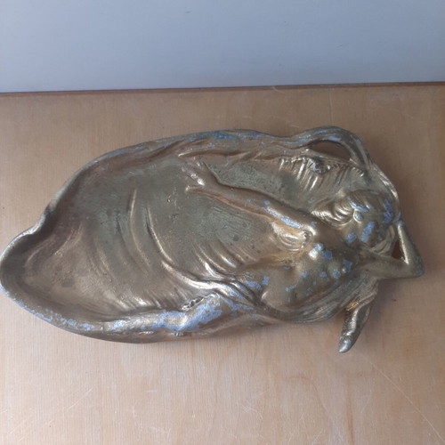 Art Nouveau decorative trinket dish used, cast metal