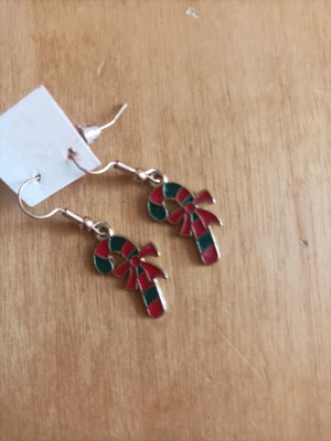 Gold-plated earrings like new, red