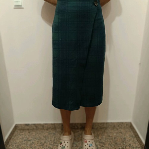 Midi wrap skirt used, blue and green, size M