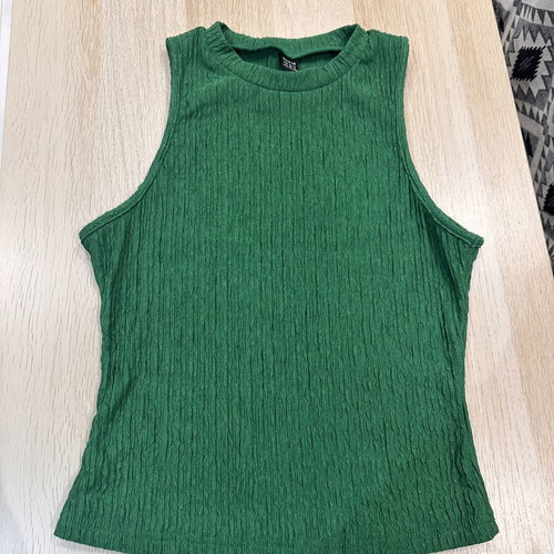 Shein green sleeveless blouse, size M