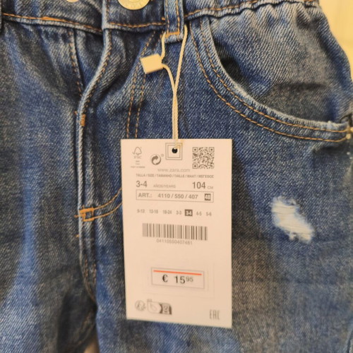 Zara Kids denim pants new with tag, size 3-4 years, 104 cm