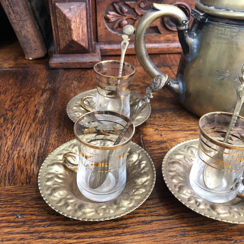 Old Turkish tea set used in good condition