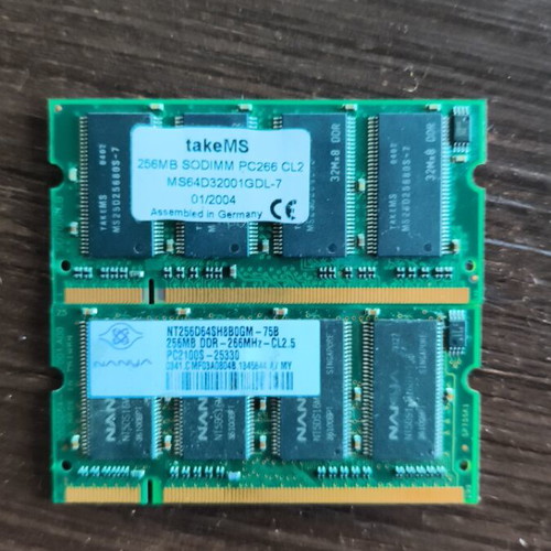 Ram 2x 256 MB used for old laptop sodimmpc266