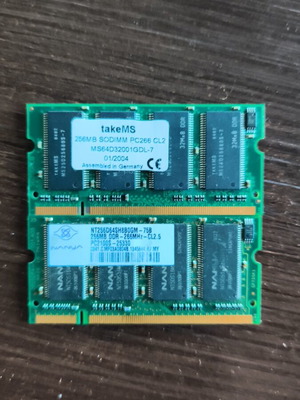 Ram 2x 256 MB used for old laptop sodimmpc266
