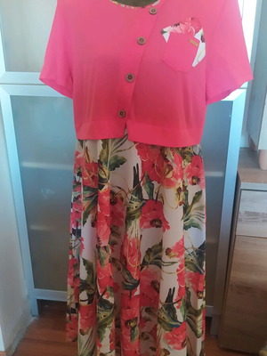 Summer dress new, size 50, pink multicolor