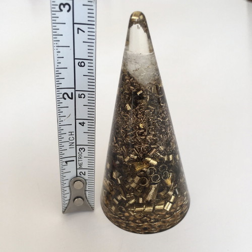 Orgonite cone with quartz, silver and copper new