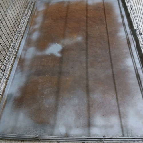 Dog crate like new, metal foldable with sheet base