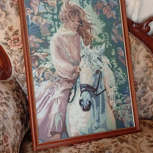 Handmade textile painting used