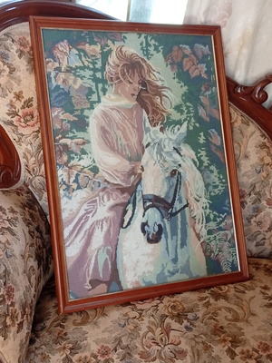 Handmade textile painting used