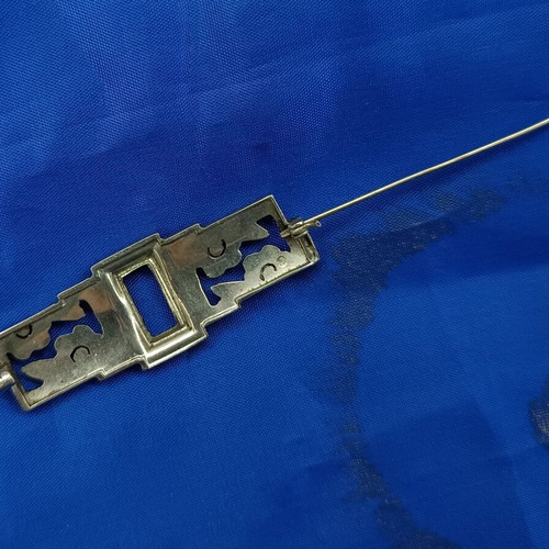 Art Deco brooch used, collectible, silver with zircon