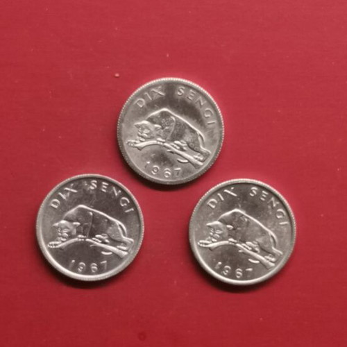 Congo 10 Sengi coins 1967, set of 3