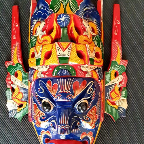 Chinese wooden handmade mask used, collectible