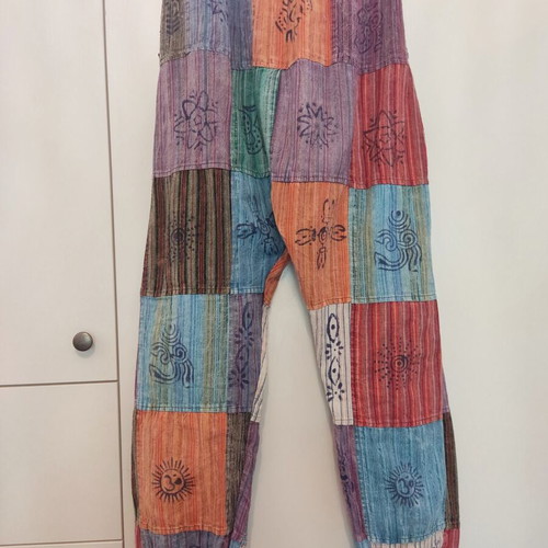 Boho ethnic wide patchwork pants like new, yoga pilates festival