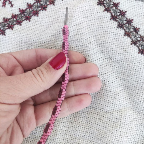 Knitted rubber keychain pink and purple new