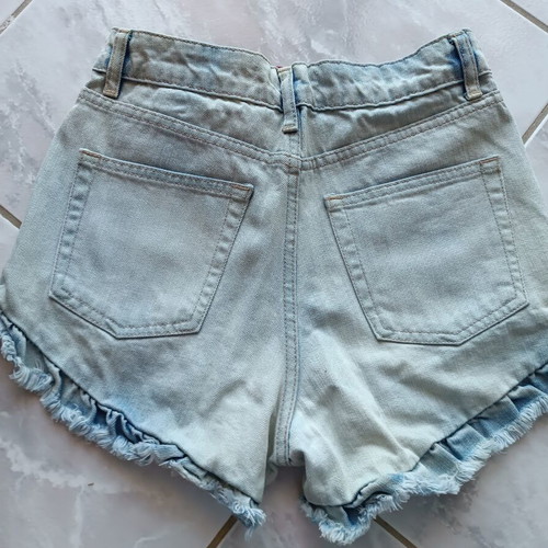 Pink Woman denim shorts XS like new, gray and turquoise