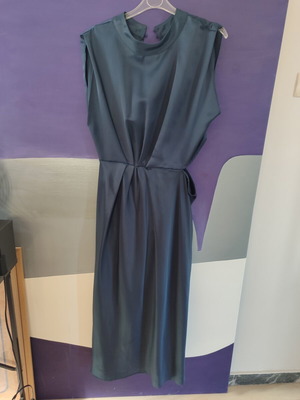 Zara σατέν φόρεμα με cut out σαν καινούργιο, μπλε, μέγεθος L