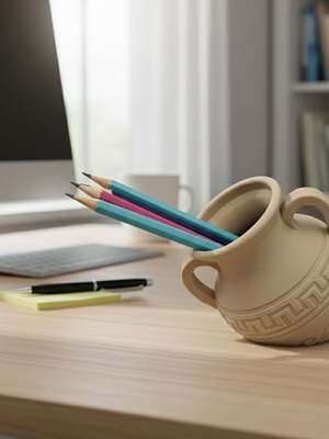 Amphora Pencil Holder with Meander Design 3D Printed PLA