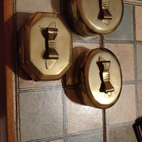 Vintage brass boxes set of three with bow design