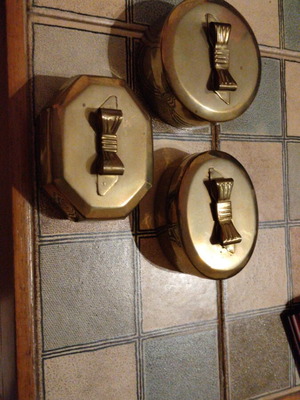 Vintage brass boxes set of three with bow design