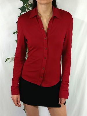 On Line Jeans red stretchy long-sleeve shirt like new