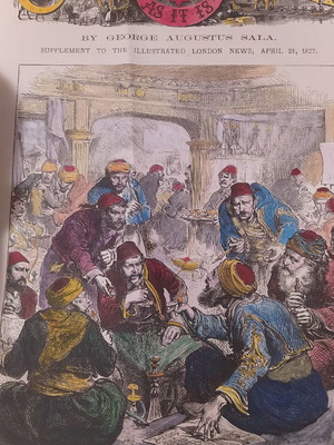 Κωνσταντινούπολη επιχρωματισμένη ξυλογραφία 1877 μεταχειρισμένη