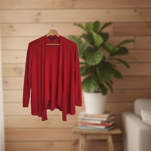 Cardigan red, like new, one size, thin fabric
