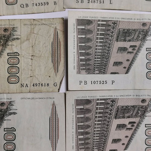 Italian banknotes used, pack of 20 of 1000 lire