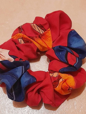 Χειροποίητα κοκαλάκια μαλλιών scrunchies με λουλούδια, υφασμα βισκόζ, μέγεθος medium