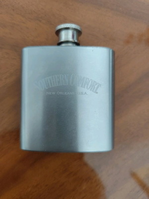 Southern Comfort flask used, stainless steel, collectible