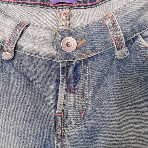 Bershka denim bermuda shorts used with pink stitching, size 36