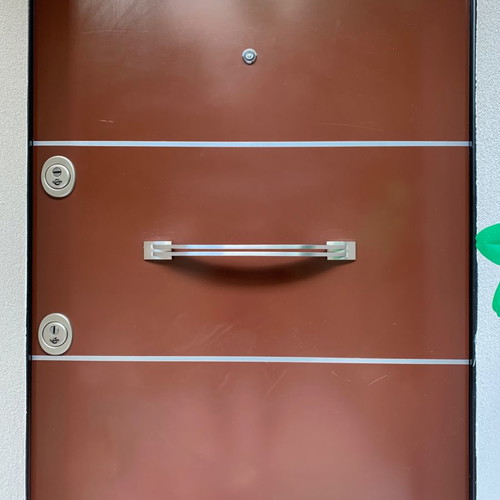 Siamo Doors security door used, exterior aluminum brown
