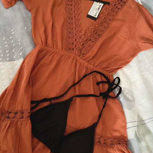 Beach dress new, orange brown, size 36