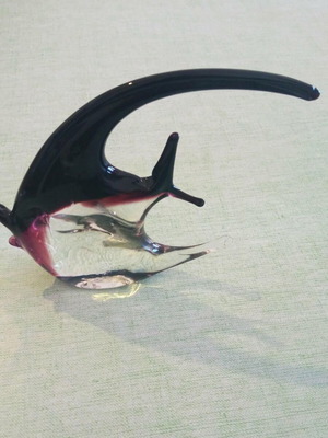 Χειροποίητο ψάρι Murano Art Glass με σημάδι Pontil, στυλ Sommerso