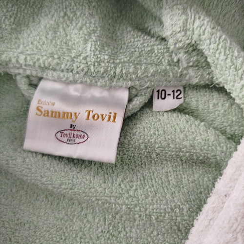 Children's bathrobe greenish 10-12 years like new, unisex, cotton