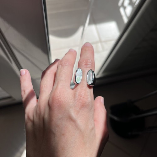 Steel ring with Mother of Pearl, statement design