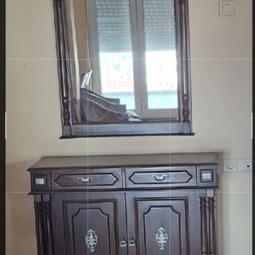 Walnut entryway furniture like new with mirror