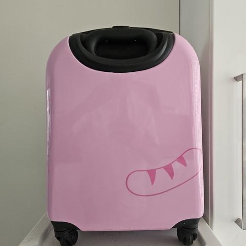 Lightweight pink children's cat suitcase trolley
