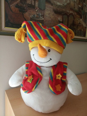 Plush snowman like new, 40 cm tall, colorful