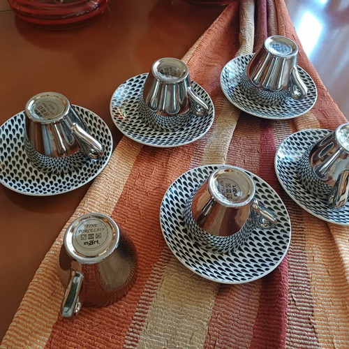 Cappuccino cups set like new, fine porcelain, 6 cups 5 saucers