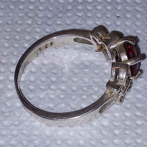 Silver 925 ring new with natural fuchsia stone