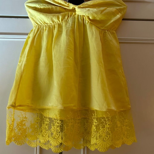 Imperial Yellow Strapless Women's Blouse S Made in Italy Silk Cotton