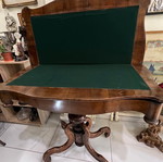 Antique table used, folding, solid walnut with storage space